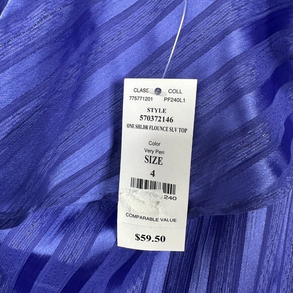 NWT White House Black Market Top 4 One Shoulder Flounce Sleeve Ruffle #WHBM2 - Picture 6 of 9